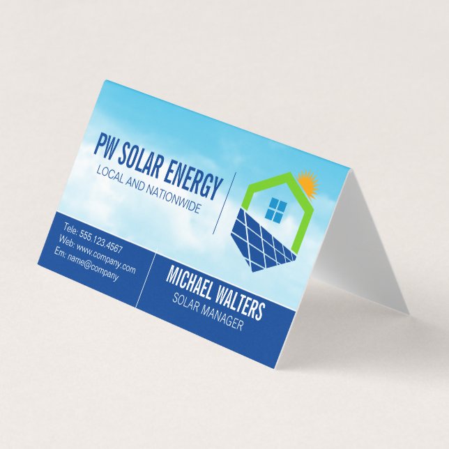 Tarjeta De Visita Energía de la casa solar | Cielo (Anverso)