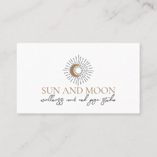 Tarjeta De Visita Energía Espiritual Marrón Sanación Sol Luna