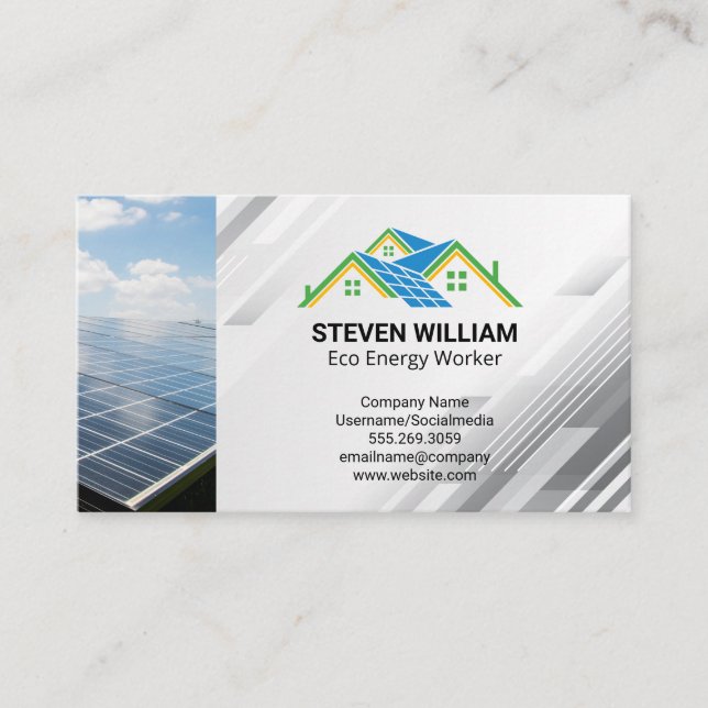Tarjeta De Visita Energía limpia solar | Cuadrícula eléctrica (Anverso)