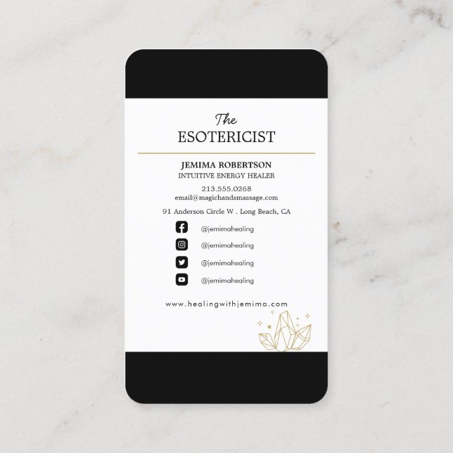 Tarjeta De Visita Energía Sana/ Intuitiva/ Reiki/ Tarot/ Esotérica   (Reverso)