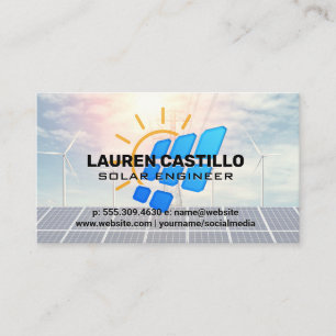 Tarjeta De Visita Energía Solar y Eólica Ingeniero Técnico