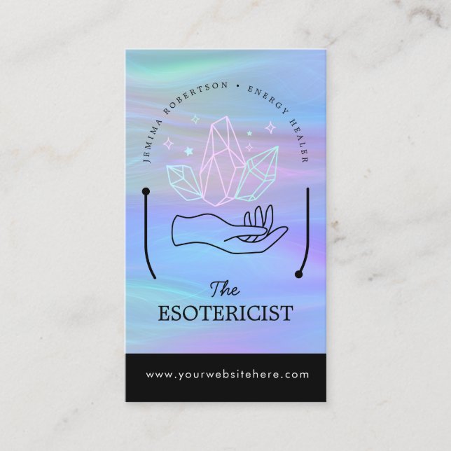 Tarjeta De Visita Energy Healer, Reiki, Tarot, Esoteric Crystals Bus (Anverso)