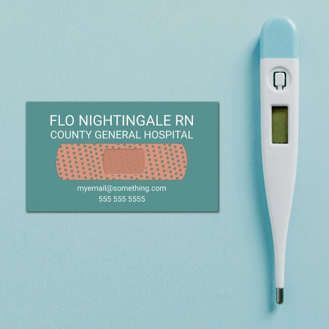 Tarjeta De Visita Enfermera Bandage Verde azulado (Subido por el creador)