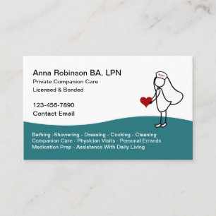 Tarjeta De Visita Enfermera de LPN de cuidado complementario