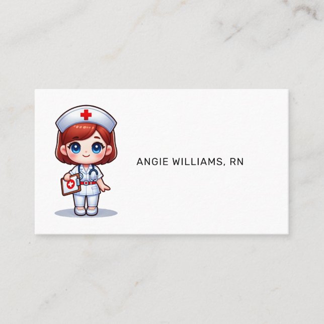 Tarjeta De Visita Enfermera de manga con Personalizado de ojos azule (Anverso)