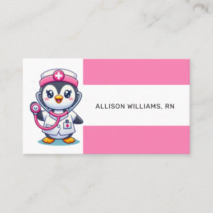 Tarjeta De Visita Enfermera de pingüino aguda estetioscopio de color