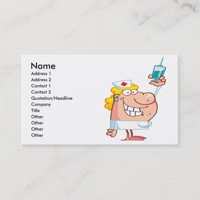 Tarjeta De Visita enfermera divertida con un personalizado de jering (Anverso)