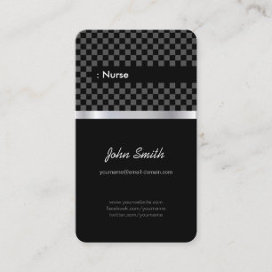 Tarjeta De Visita Enfermera - Elegante negro revisado
