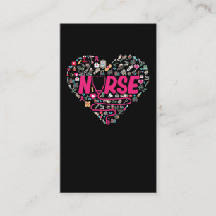Tarjeta De Visita Enfermera Estetioscopio Elementos Médicos Corazó
