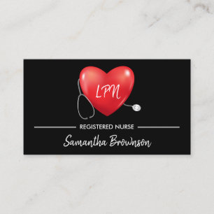 Tarjeta De Visita Enfermera estetoscopio RN LVN LPN cuidadora