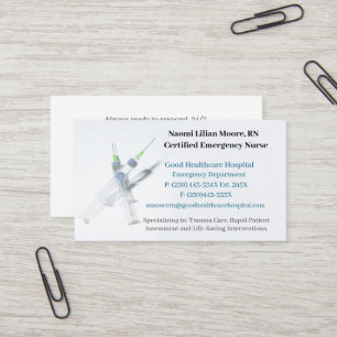 Tarjeta De Visita Enfermera inscrita en Syringes Hospital Healthcare