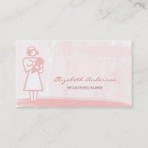 Tarjeta De Visita Enfermera inscrita Girly Pink Watercolor Health Ca