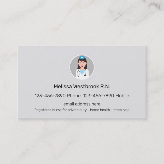 Tarjeta De Visita Enfermera médica profesional moderna registrada (Anverso)