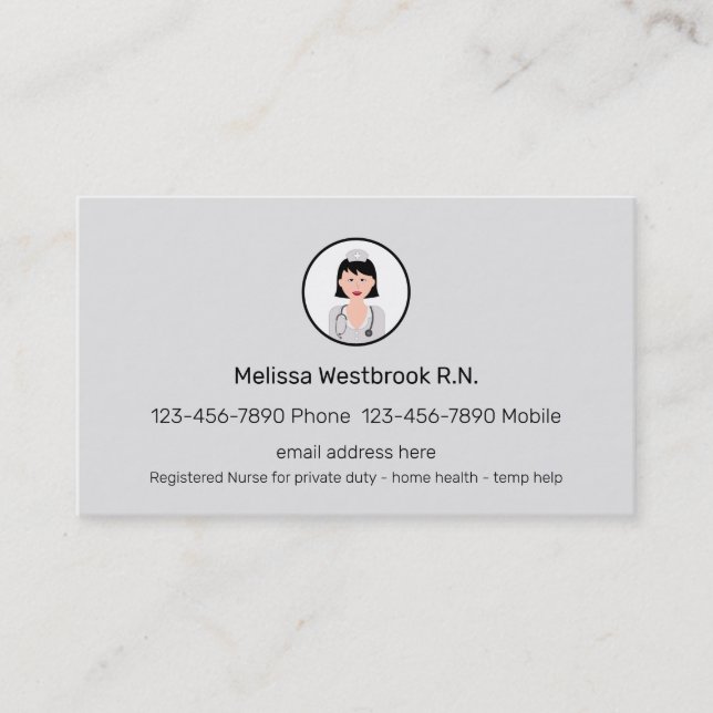 Tarjeta De Visita Enfermera médica profesional moderna registrada (Anverso)