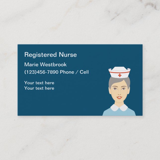 Tarjeta De Visita Enfermera médica registrada simple (Anverso)