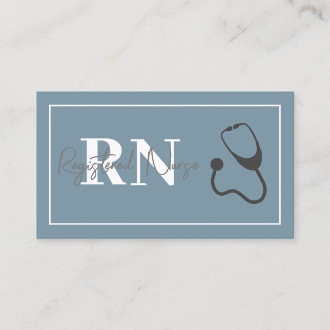 Tarjeta De Visita Enfermera moderna Stethoscope Blue Script Profesio (Anverso)