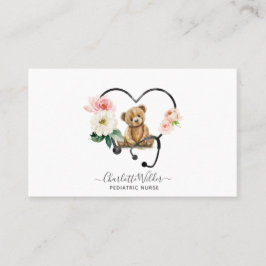Tarjeta De Visita Enfermera pediátrica Teddy Bear Estetoscopio Flora