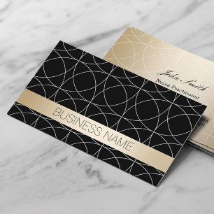 Tarjeta De Visita Enfermera practicante moderno negro y oro