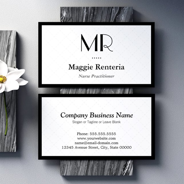 Tarjeta De Visita Enfermera practicante - Monograma limpio y elegant (Subido por el creador)