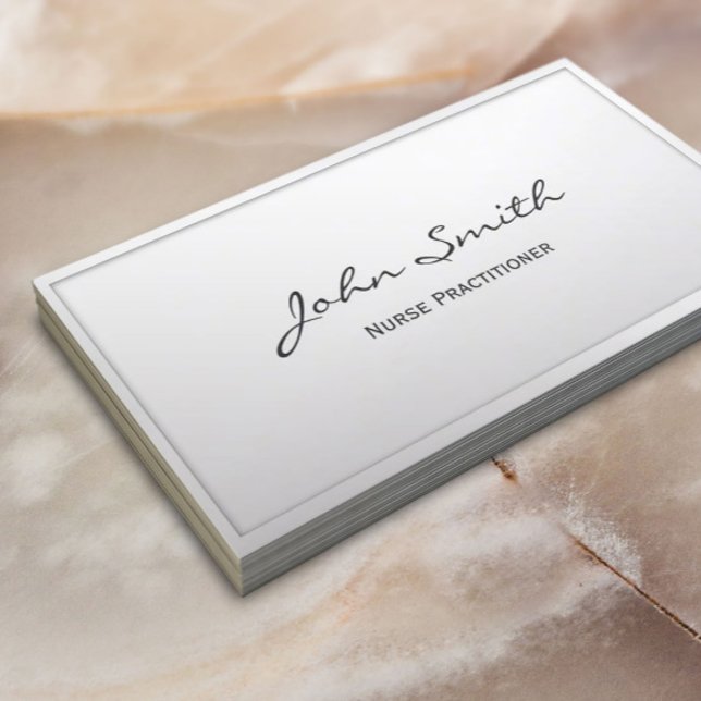 Tarjeta De Visita Enfermera Profesional Elegante Marco Blanco (Subido por el creador)