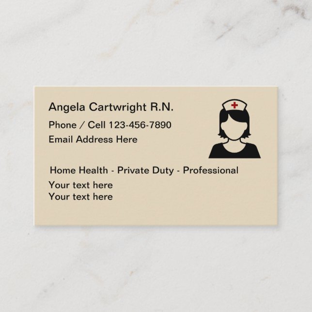 Tarjeta De Visita Enfermera registradoa médica (Anverso)