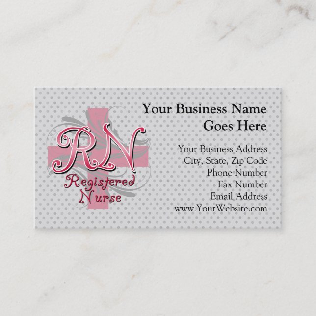 Tarjeta De Visita Enfermera registradoa, remolinos rosados de la (Anverso)