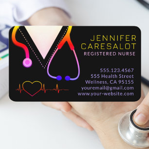 Tarjeta De Visita Enfermera RN, LVN, LPN, Arcoiris guardián