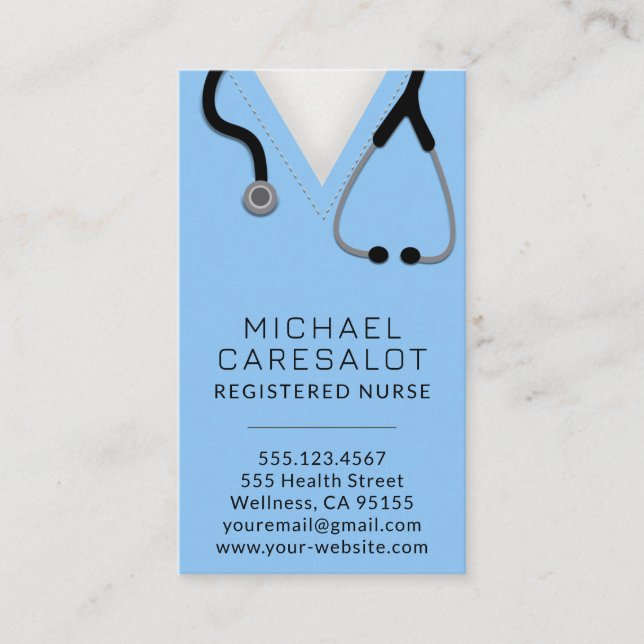 Tarjeta De Visita Enfermera RN, LVN, LPN, cuidadora (Anverso)