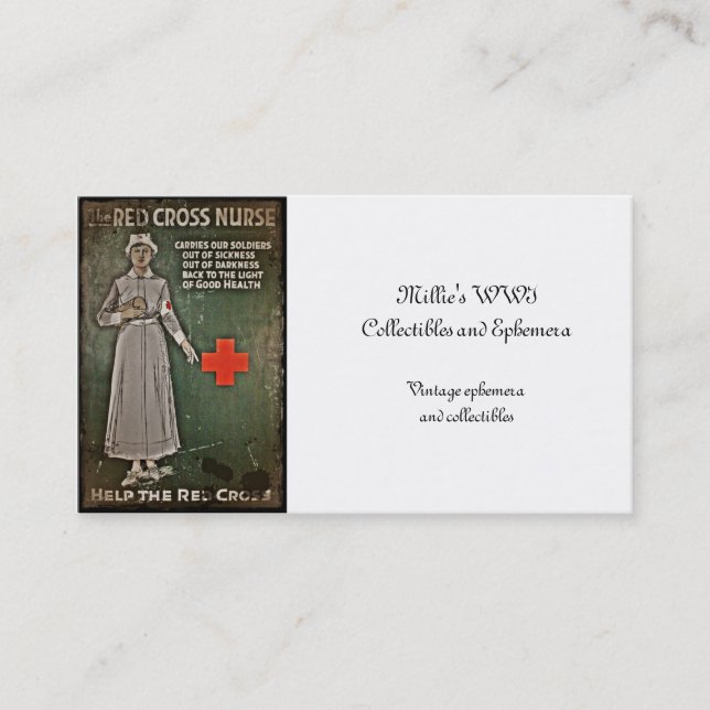 Tarjeta De Visita Enfermera solicitando donaciones WWI (Anverso)