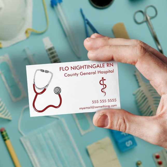 Tarjeta De Visita Enfermera Stethoscope White (Subido por el creador)