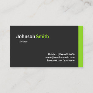 Tarjeta De Visita Enfermera - Verde Minimalista moderno