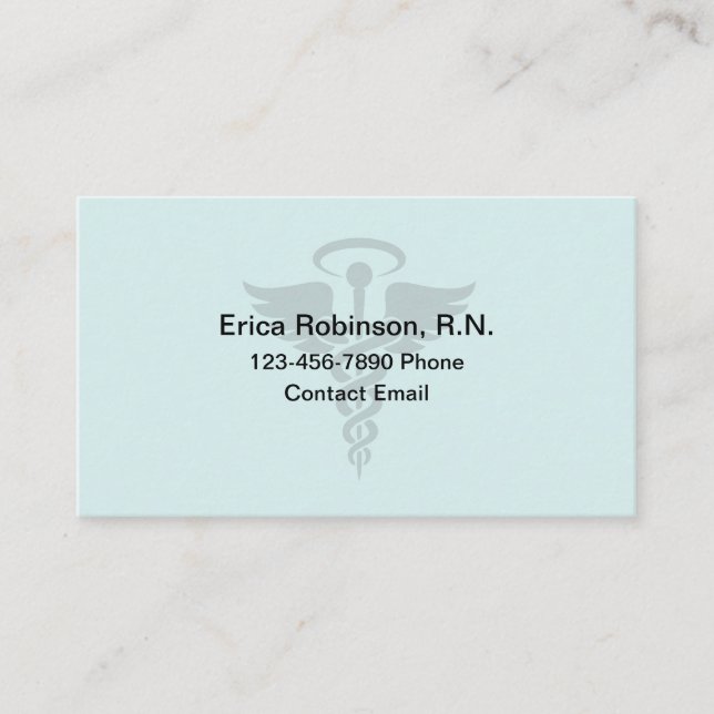 Tarjeta De Visita Enfermera visitante inscrita Angelic Caduceus (Anverso)