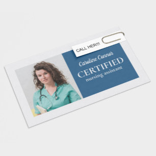 Tarjeta De Visita Enfermería certificada con borde azul y blanco