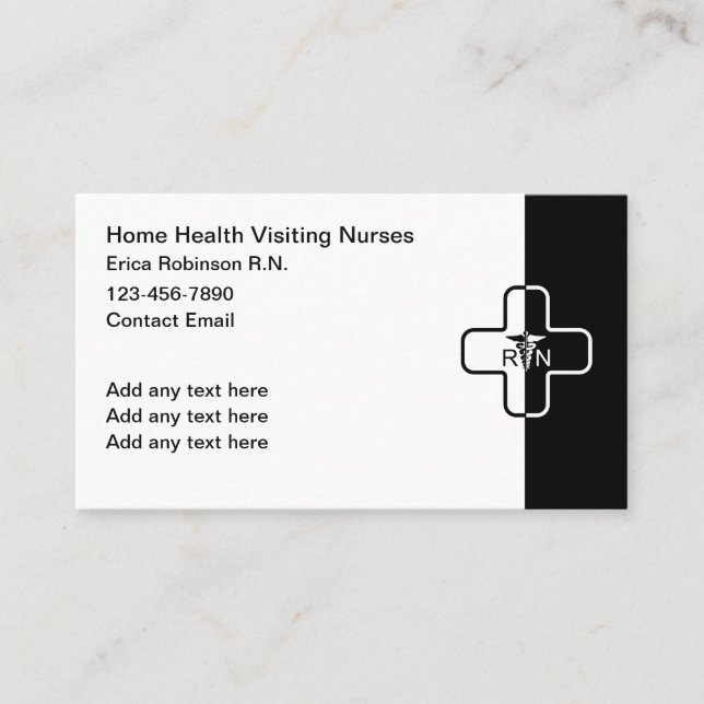 Tarjeta De Visita Enfermería clásica de salud en el hogar médico (Anverso)