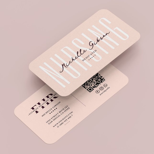 Tarjeta De Visita Enfermería moderna Monograma Estética Rosa (Modern Nursing Monogram Aesthetic Pink Business Card
)