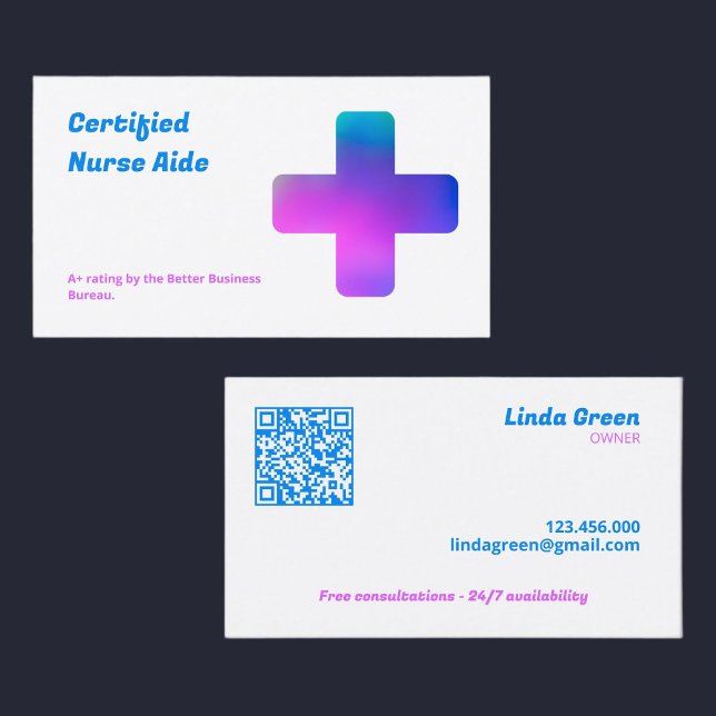 Tarjeta De Visita Enfermería QR CNA (CNA Cards)