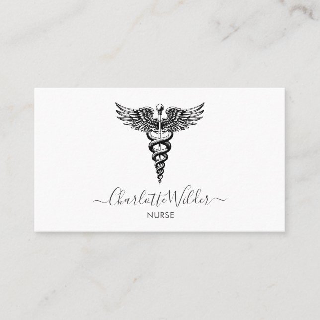 Tarjeta De Visita Enfermero Caregiver Caduceus (Anverso)