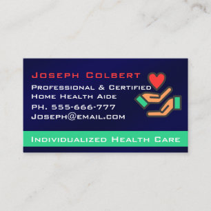 Tarjeta De Visita Enfermero Cuidador Médico Moderno Navy Azul