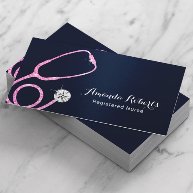 Tarjeta De Visita Enfermero Cuidador Médico Moderno Navy Azul (Subido por el creador)