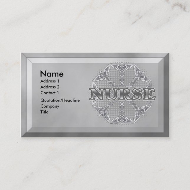 Tarjeta De Visita Enfermero de Caduceus de Plata (Anverso)