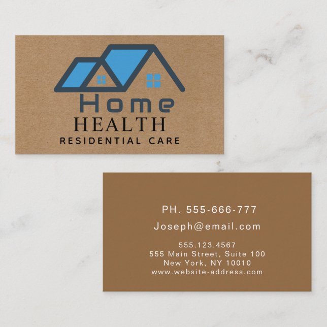 Tarjeta De Visita Enfermero de cuidado de la salud en el hogar (Anverso / Reverso)