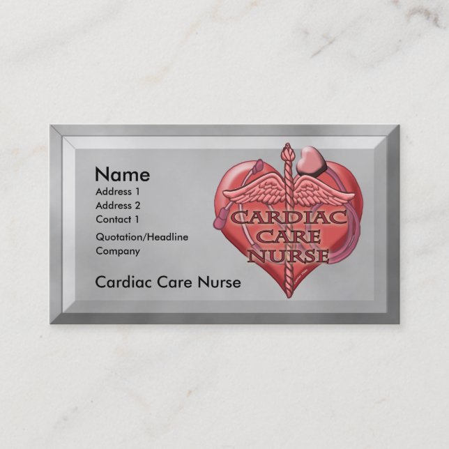 Tarjeta De Visita Enfermero de Cuidados Cardiacos de Heart Caduceus (Anverso)