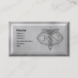 Tarjeta De Visita Enfermero de Oval Silver caduceus