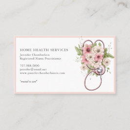 Tarjeta De Visita Enfermero de Salud en el Hogar Estetioscopio Flora
