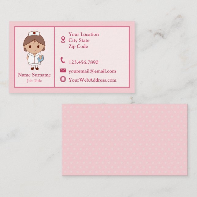 Tarjeta De Visita Enfermero rosa (Anverso / Reverso)