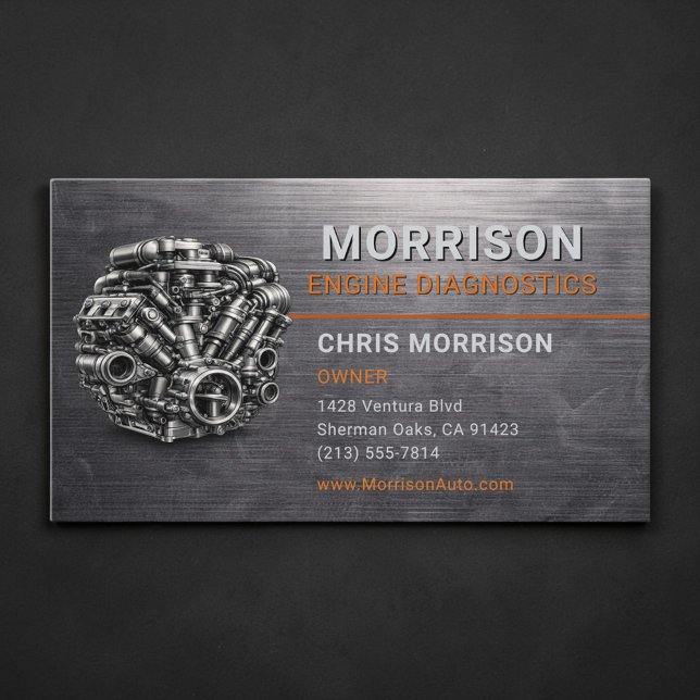 Tarjeta De Visita Engine Diagnostics Auto Motor Metallic (Subido por el creador)