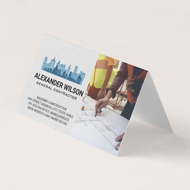 Tarjeta De Visita Engineers Blueprints | City Skyline (Anverso)