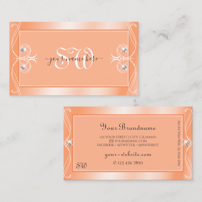 Tarjeta De Visita Engranaje Esparadrapo Diamantes Monograma Ornato (Anverso / Reverso)