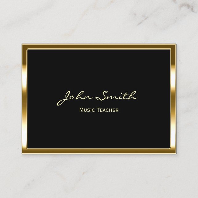 Tarjeta De Visita Enmarcado de oro moderno para profesor de música (Anverso)