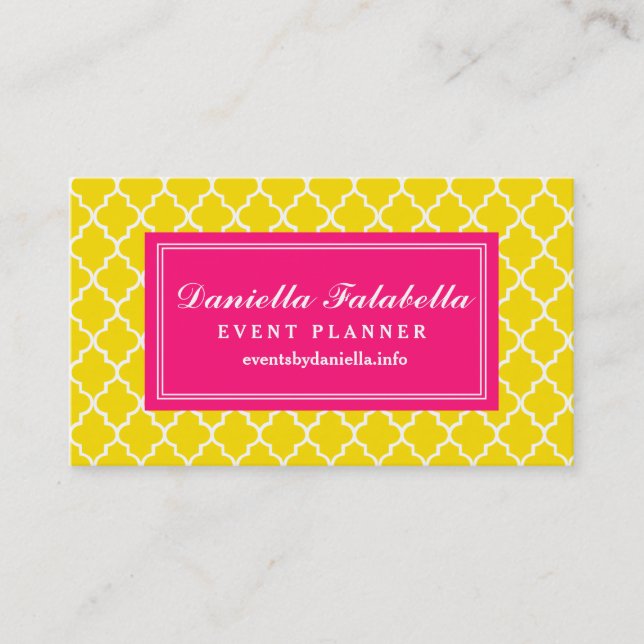 Tarjeta De Visita Enrejado marroquí amarillo de las tejas (Anverso)